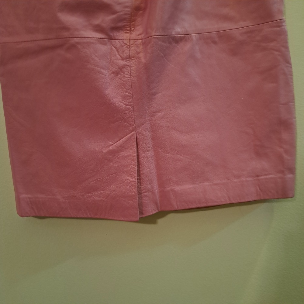 Vintage Pink Leather Pencil Skirt High Waisted‎ Midi with Pockets Waist 30" - Picture 7 of 13